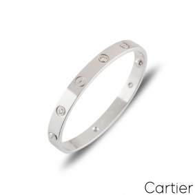 Cartier White Gold Half Diamond Love Bangle Size 17 B6035817 Cartier White Gold Half Diamond Love Bangle Size 17 B6035817